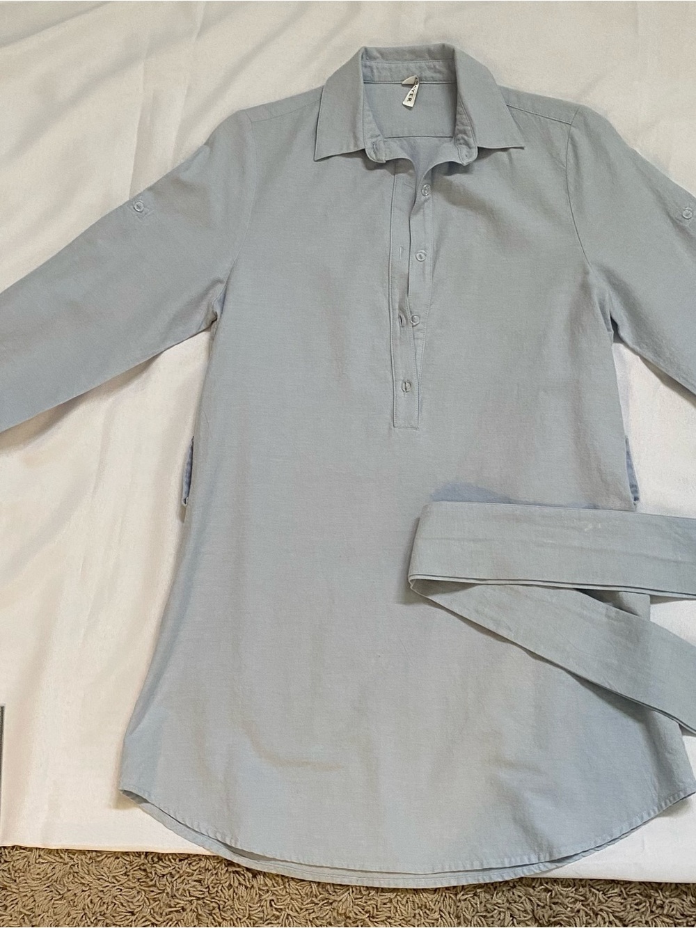 Thayer Cover Up Light Blue Casual Button-Down Tunic Shirt